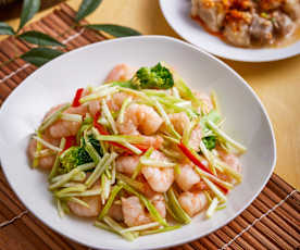 西兰花韭黄炒虾仁