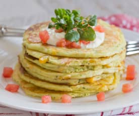 Courgette, Corn and Ricotta Pancakes
