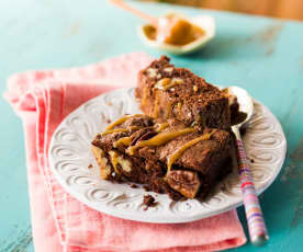 Brownie au chocolat, coulis de bonbons au caramel