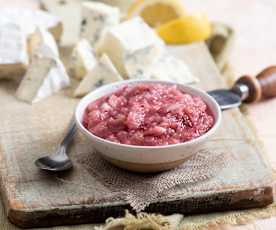 Hruškový dip s křenem a borůvkami