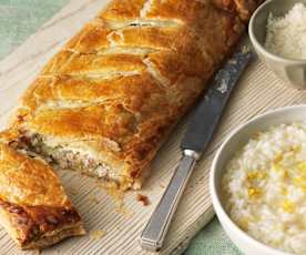 Salmon en Croute with Lemon Risotto