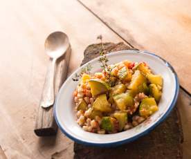 Guarnición de calabacitas con elote