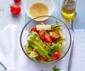 Salade de chou-rave et pois gourmands
