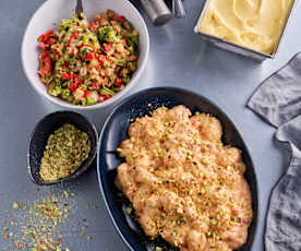 Gnocchi in Tomaten-Mascarpone-Sauce mit Brokkolisalat und Fruchtsorbet
