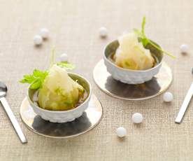 Amuse bouche : ravioles de Saint-Jacques acidulées