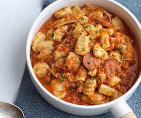 Guisado de frango com gnocchi de batata-doce