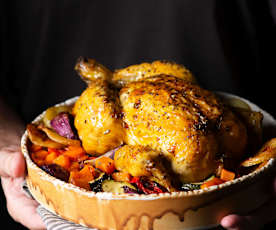 Pollo arrosto con verdure profumate al sidro