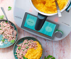 Purée de carottes et jambon aux herbes