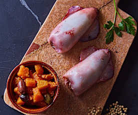 Calamari ripieni con contorno di zucca sottovuoto