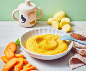 Möhren-Kartoffel-Brei mit Kalbfleisch