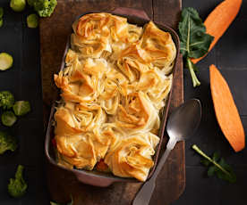 Guisado de peru com crosta filo