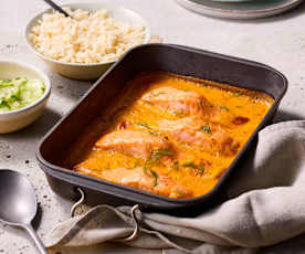 Lachs-Gratin mit Reis