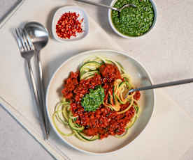 Lentil bolognese (Thermomix® Spiralizer, using modes)