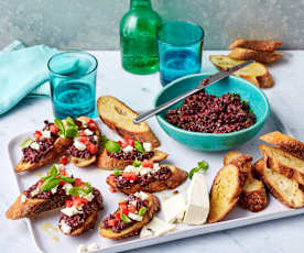 Tomato and olive tapenade mini bruschette