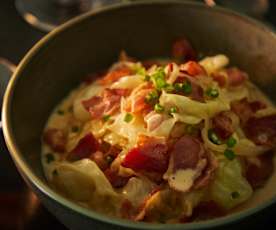 白菜葱花奶油培根