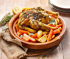 Poulet rôti aux légumes et pommes de terre