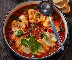 Tomaten-Spinat-Eintopf mit Halloumi und Zimt