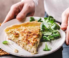 Tarte au poireau, thon et moutarde