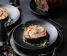 Cuna de cordero rellena con puerro y queso de cabra