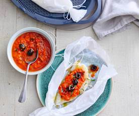 Filets de lieu noir, sauce italienne au curcuma