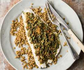 Sea Bass with Castelluccio Lentils - Spigola con lenticchie di Castelluccio