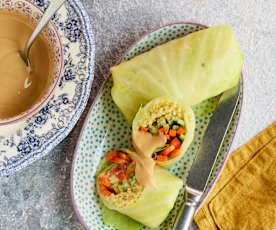 Kohl-Wraps mit Hirse-Gemüse-Füllung