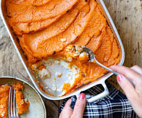 Parmentier merlan-haddock et purée de patate douce