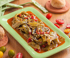 Contorno di taccole al pomodoro