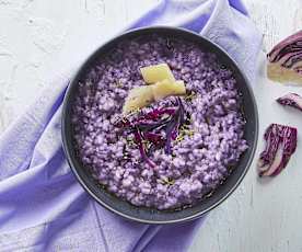Risotto viola cavolo cappuccio e Casera