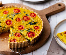 Tarte aux légumes végane à la farine de pois chiches