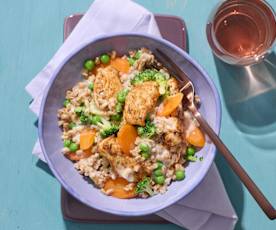 Dinkel mit Hähnchen und Gemüse