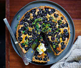 Blueberry, almond and fennel jam tart