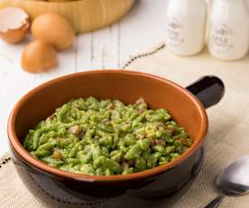 Spatzle verde a la carbonara