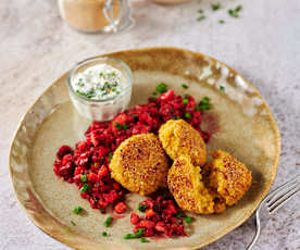 Amaranth-Bratlinge mit Rote-Bete-Rohkost