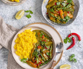 Wiosenne curry warzywne z cytrynowym ryżem