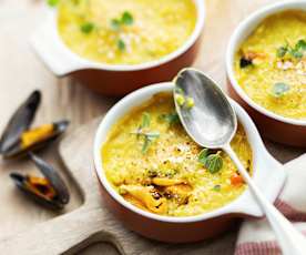 Gratin de moules au curry