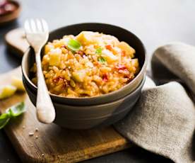 Risotto artichauts, tomates séchées et parmesan