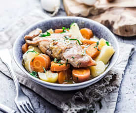 Lapin à la bière aux légumes nouveaux