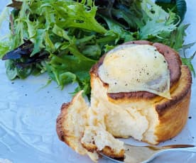 Twice baked goat's cheese soufflés (Yolaine Corbin)