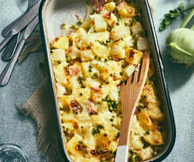 Schinken-Kohlrabi-Gratin