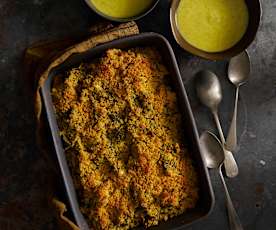 Bacalhau com espinafres e cenoura e Creme de curgete e cenoura