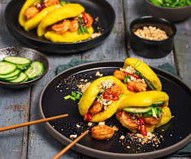 Kokos-Bao Buns mit Garnelen