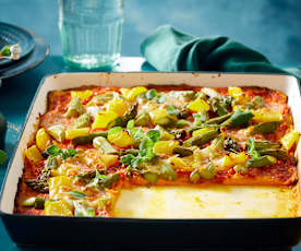 Süßkartoffel-Spargel-Pizza