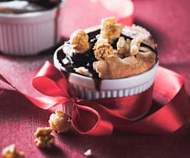 Soufflés au pop-corn et sauce chocolat