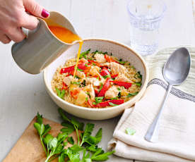 Émincé de dinde sur lit de boulgour complet