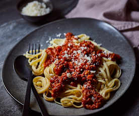 Auberginen-Linsen-Pasta