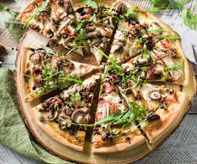 Pizza con setas de primavera