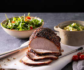 Pork Loin with Mashed Potatoes and Salad