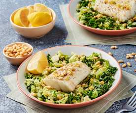 Steamed Cod Over Greens