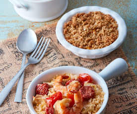 Jambalaya, Spicy Soup and Fruit Crumble
